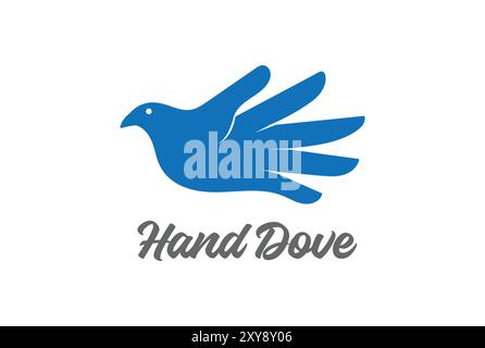 Flying Hand Dove Pigeon Bird Logo Design Stock Vector