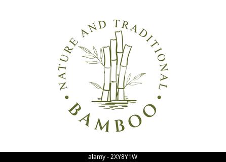 Vintage Retro Bamboo Segment Leaf for Herb Nature Logo Design Vector Stock Vector