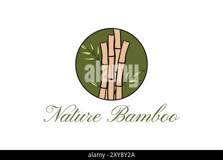 Simple Green Chinese Bamboo Segment for Herb Nature Logo Design Vector Stock Vector