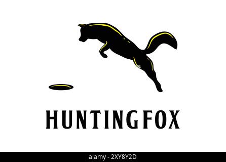 Jump Hunting Ice Snow Fox Wolf Coyote Dog Silhouette Logo Design Vector Stock Vector