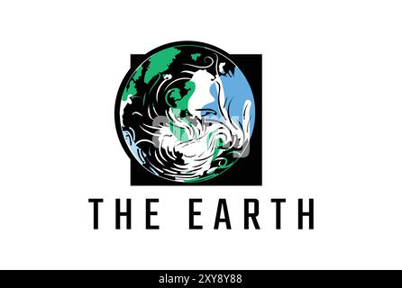 Vintage Retro World Globe Earth Planet Symbol for Space Science Logo Design Vector Stock Vector
