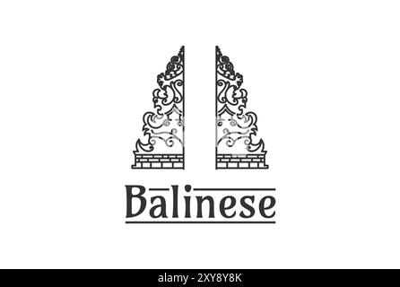 Vintage Retro Pure or Balinese Temple Gate for Pray Logo Design Stock Vector