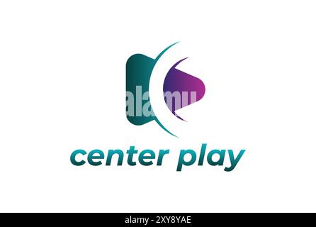 Triangle Play Button with Letter C for Apps Play Video Music Movie Center Logo Design Stock Vector