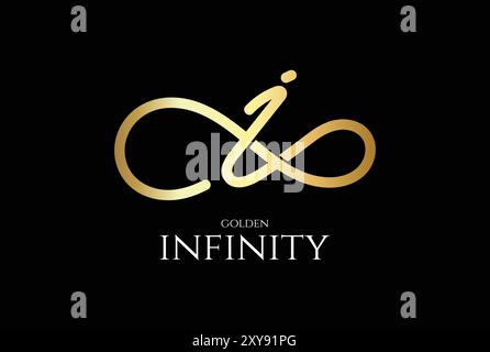 Golden Initial Letter I for Infinity Logo Design Stock Vector