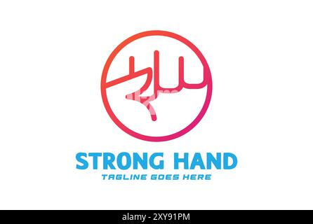 Circle Circular Strong Fist Hand for Rebel Sport Gym Fitness Logo Stock Vector