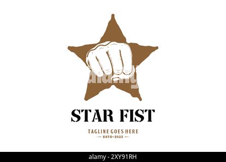 Vintage Retro Power Hand Fist Rebel Fight Sport Logo Stock Vector