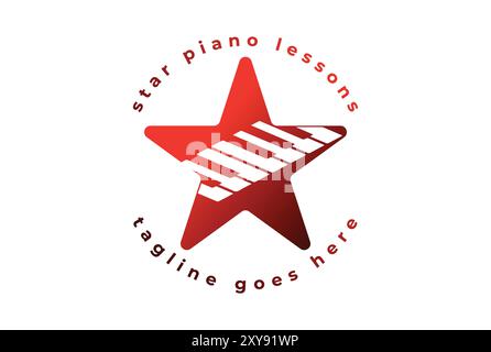 Modern Simple Minimalist Star Piano Instrument Music Logo Stock Vector
