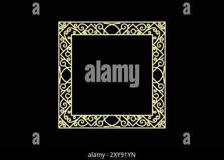 Golden Square Ornament Frame Logo Icon Illustration Vector Stock Vector