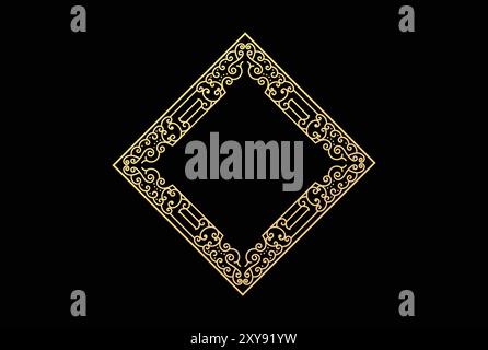 Geometric Golden Square Ornament Frame Logo Icon Illustration Vector Stock Vector