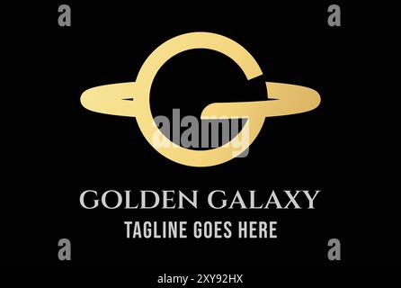 Elegant Luxury Initial Letter G for Golden Galaxy Planet Space Universe Logo Stock Vector