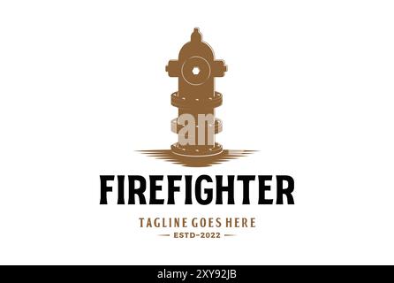 Retro Vintage Fire Hydrant for Firefighter Logo Design Stock Vector