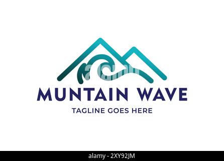 Simple Minimalist Geometric Mountain Wave Logo Design Stock Vector