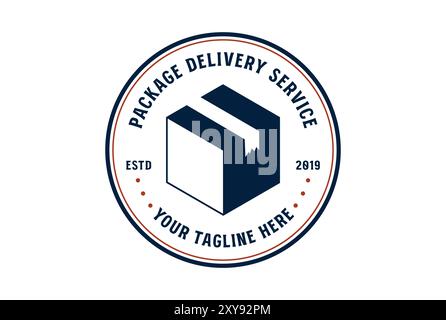 Circle Circular Square Cube Cardboard Box for Package Delivery Service Logo Stock Vector