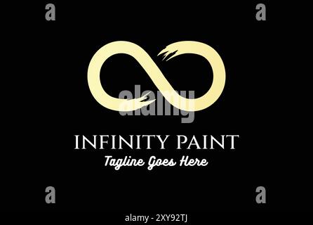 Elegant Luxury Golden Infinity Paint Brush Logo Design Stock Vector