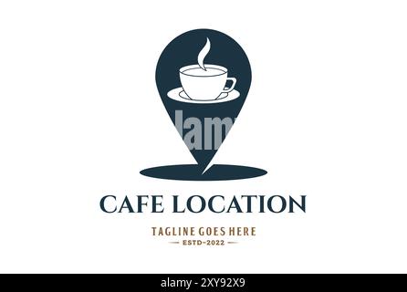 Pin Map with Coffee Cup Mug for Cafe Location Apps Logo Stock Vector