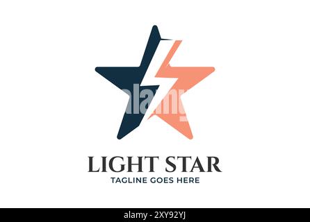 Modern Simple Minimalist Star with Thunder Light Power Energy Logo Stock Vector