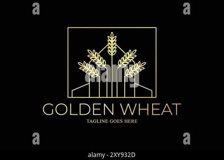 Geometric Wheat Rice Oat Barn for Farm and Bakery or Beer Logo Stock Vector