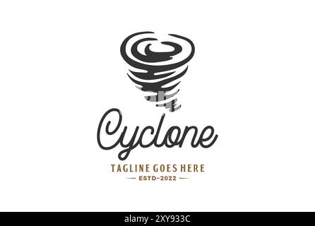 Retro Typhoon Cyclone Hurricane Tempest Logo Design Vector Stock Vector