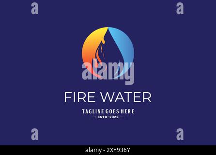 Circle Circular Fire Flame and Water for Restoration House Service Logo Design Stock Vector