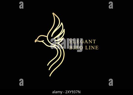 Simple Minimalist Luxury Flying Bird Line Monogram Logo Design Vector Stock Vector