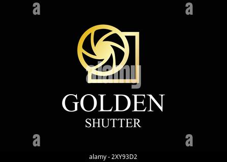Elegant Luxury Golden Lens Aperture Camera Photography Studio Logo Design Vector Stock Vector