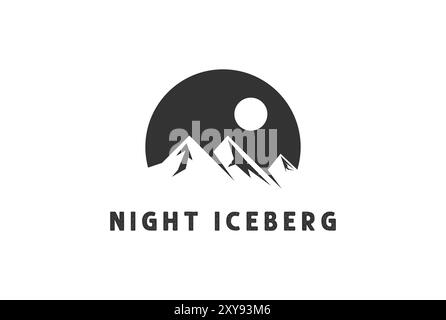 Simple Night Iceberg Mountain for Outdoor Adventure Logo Design Stock Vector