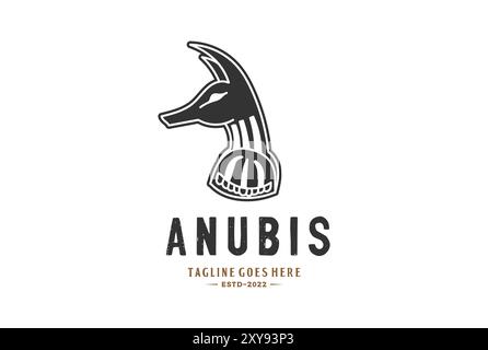 Vintage Egyptian God Anubis with Wolf Head for Tattoo Logo Design Stock Vector
