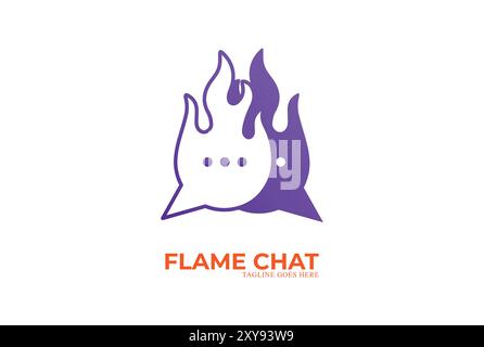 Simple Minimalist Modern Flame Fire Burn Chat Apps for Speech Communication Logo Stock Vector