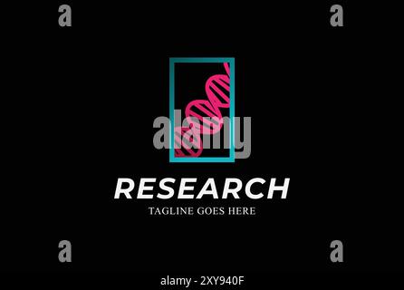 Modern Square Gen DNA for Biology Science Research Logo Design Stock Vector