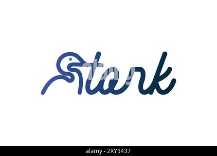 Letter Stork Heron Ibis Bird Font Type Text Word Logo Design Stock Vector