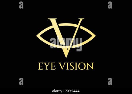Golden Elegant Luxury Initial Letter V for Vision Icon Illustration Logo Design Stock Vector