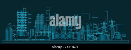 The industrial plant and manufacture building background. Vector illustration of abstract industry landscape Stock Vector