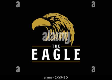 Vintage Angry Strong Eagle Head Face Logo Design Stock Vector