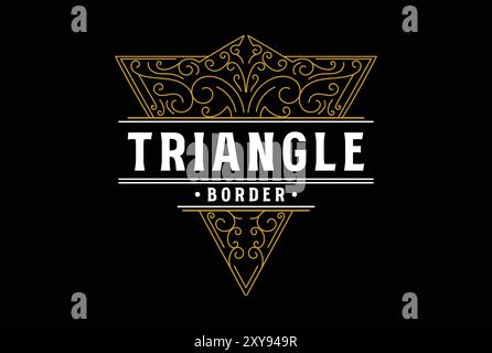 Vintage Retro Art Deco Ornament Border Frame Royal Triangle Badge Emblem Stamp Label Logo Design Vector Stock Vector