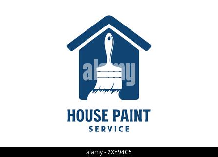 Simple Minimalist House Icon with Paint Brush for Renovation Service Logo Stock Vector