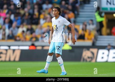 Wolverhampton, UK. 28th Aug, 2024. Bashir Humphreys of Burnley during the Carabao Cup match Wolverhampton Wanderers vs Burnley at Molineux, Wolverhampton, United Kingdom, 28th August 2024 (Photo by Gareth Evans/News Images) in Wolverhampton, United Kingdom on 8/28/2024. (Photo by Gareth Evans/News Images/Sipa USA) Credit: Sipa USA/Alamy Live News Stock Photo