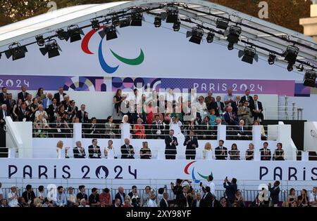 Paris, France. 28th Aug, 2024. People attend the opening ceremony of the 2024 Summer Paralympic Games in Paris, France on Wednesday 28 August 2024. The 17th Paralympics are taking place from 28 August to 8 September 2024 in Paris. BELGA PHOTO VIRGINIE LEFOUR Credit: Belga News Agency/Alamy Live News Stock Photo