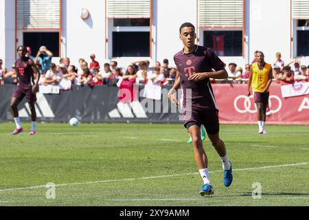 Jamal Musiala (FC Bayern Muenchen, 42),  Oeffentliches Training, FC Bayern Muenchen, Fussball, Saison 24/25, 28.08.2024,  Foto: Eibner-Pressefoto/Jenni Maul Stock Photo