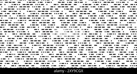 Seamless pattern with Morse code letters. Abstract bw bg with specific signs. Squares and rectangles or dashed lines in simple geometry background. Ge Stock Vector