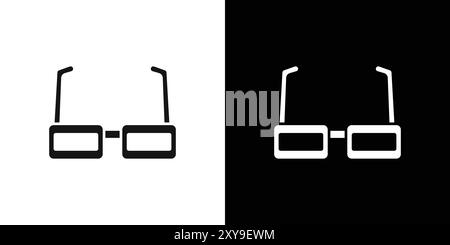 3D glasses icon logo sign vector outline in black and white color Stock Vector