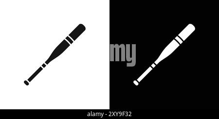 Baseball bat icon logo sign vector outline in black and white color Stock Vector