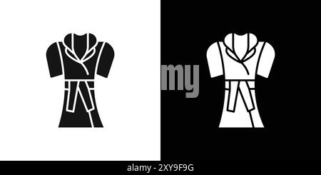 Bathrobe icon logo sign vector outline in black and white color Stock Vector