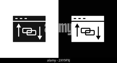 Backlink icon logo sign vector outline in black and white color Stock Vector
