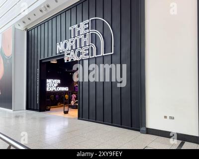 Salford, Manchester, uk ,august 17, 2024 the north face outdoor and leisure retail store, arndale centre manchester Stock Photo