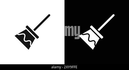 broom icon logo sign vector outline in black and white color Stock Vector