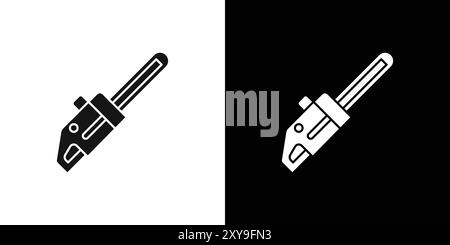 Chainsaw icon logo sign vector outline in black and white color Stock Vector