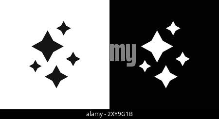 Clean shine star icon logo sign vector outline in black and white color Stock Vector