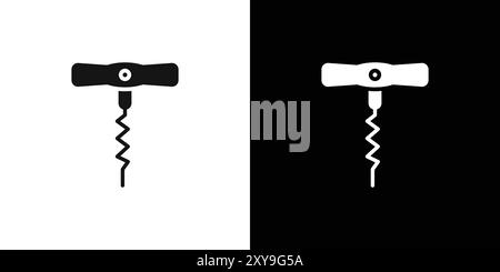 corkscrew icon logo sign vector outline in black and white color Stock Vector