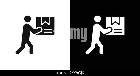 courier delivery icon logo sign vector outline in black and white color Stock Vector