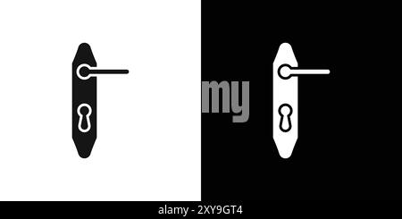 Door Handle icon logo sign vector outline in black and white color Stock Vector